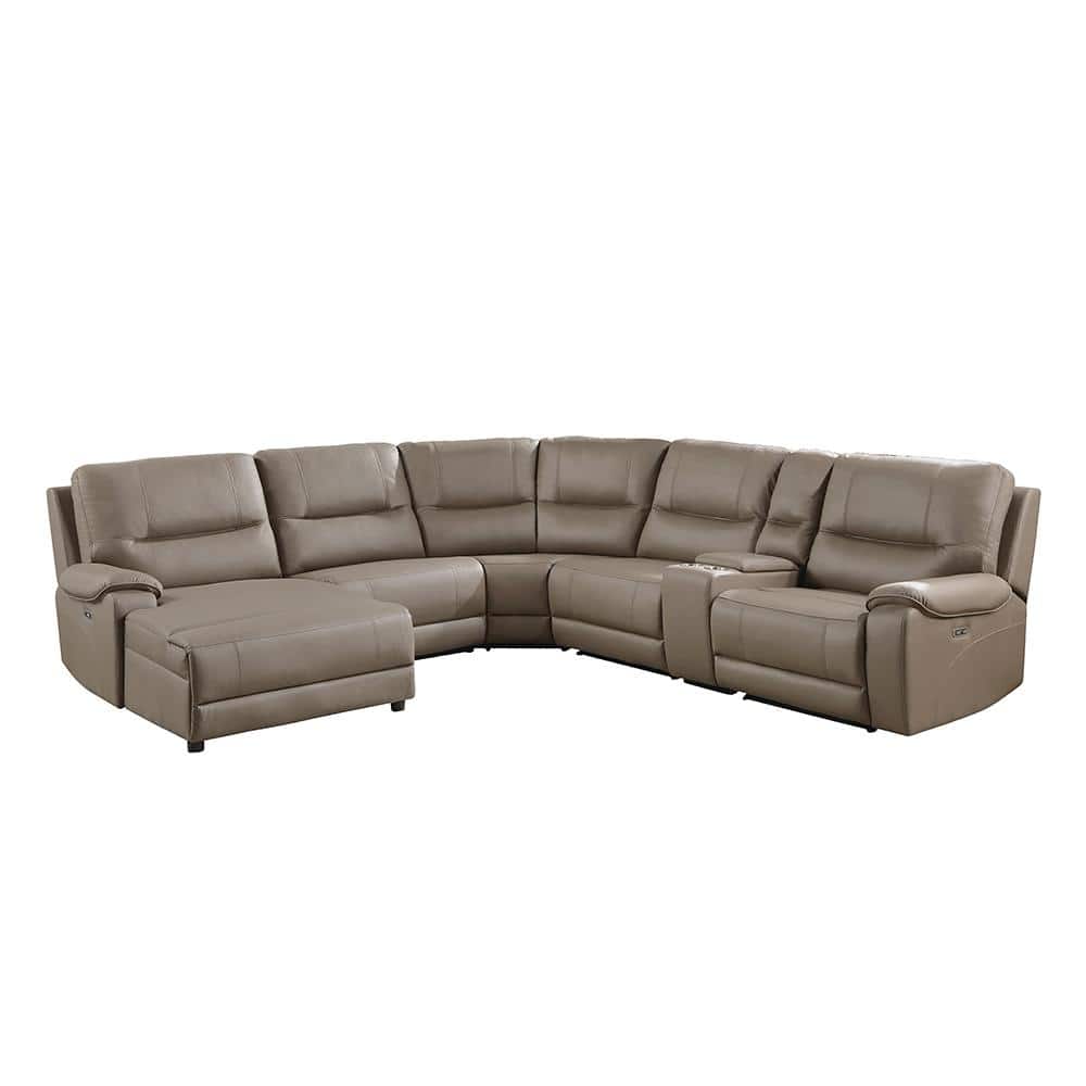 Boise 128 in. Straight Arm 6-piece Microfiber Modular Power Reclining Secti