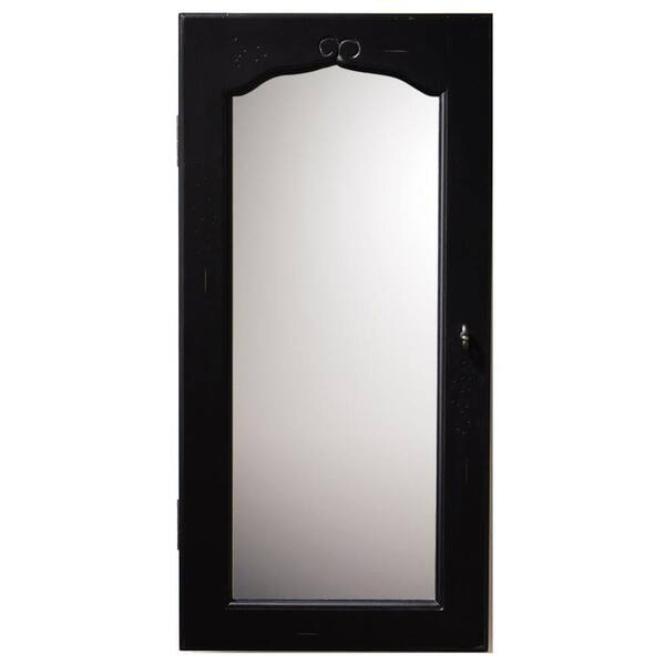Unbranded Provence Wall Mount Jewelry Armoire with Mirror in Black