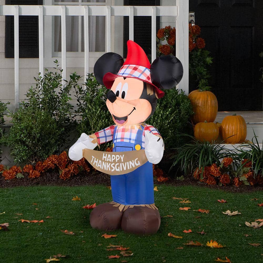 Mickey Mouse Scarecrow Inflatable with LED Lights, 3.5 ft