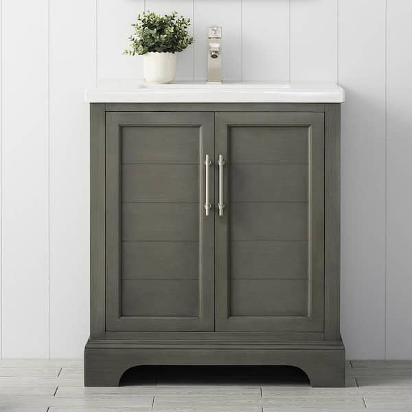 Vannes 30 in. W x 18 in. D x 34.5 in. H Bathroom Vanity in Silver Grey with Ceramic Top