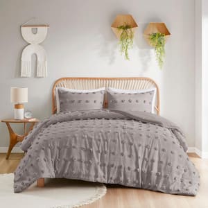 Vera 3-Piece Grey King/Cal King Clip Jacquard Comforter Set
