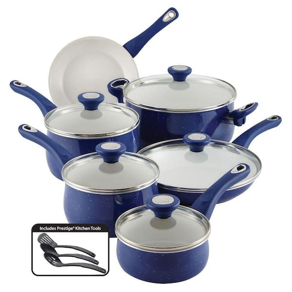 Farberware New Traditions 14-Piece Blue Cookware Set with Lids