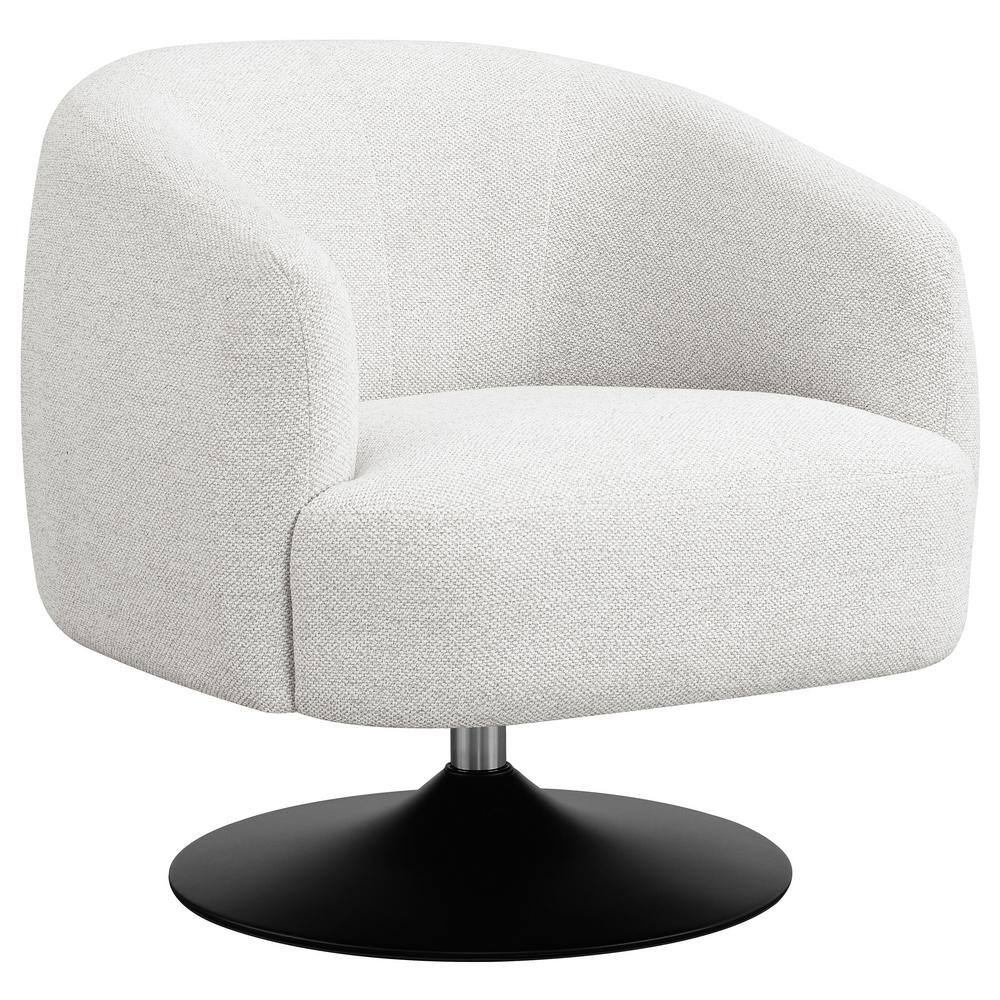Beige Barrel Swivel Accent Chair with Metal Pedestal Base