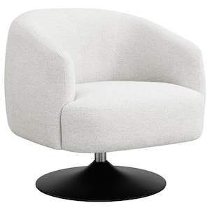 Dave Beige and Matte Black Upholstered Swivel Accent Chair