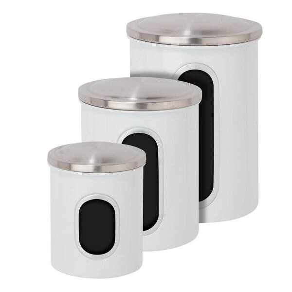 Honey-Can-Do Metal Storage Canisters in White (3-Pack)