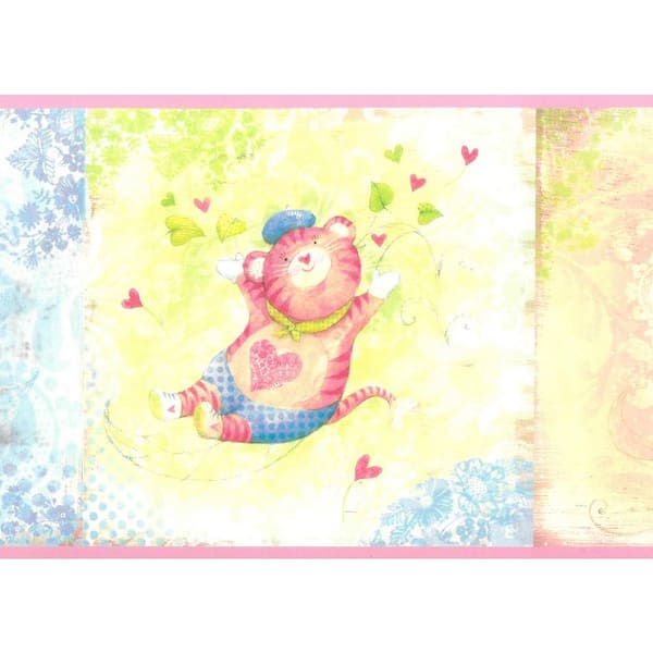 Dundee Deco Falkirk Brin Circus Animals Green, Blue, Pink Wallpaper Border