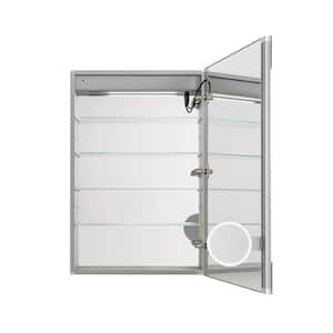 Royale Plus 24 in W x 36 in. H Recessed or Surface Mount Medicine Cabinet with Single Door, LED Lighting, Right Hinge