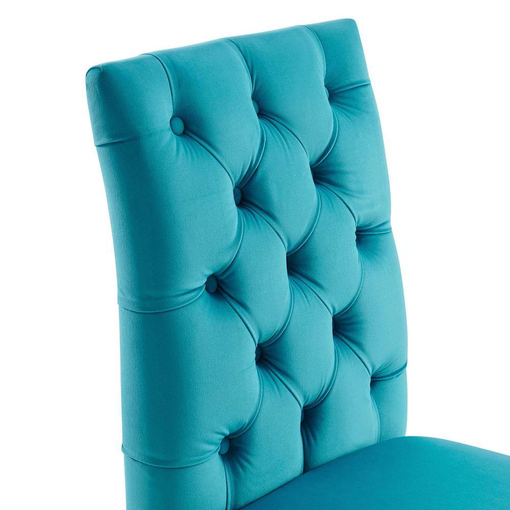 Blue Velvet Upholstered Wood Side Chair, 25" x 19" x 38"