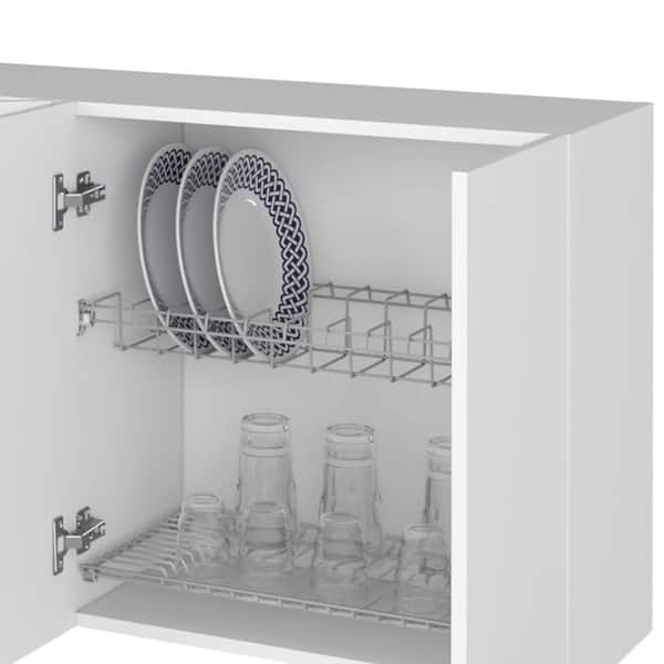 Aoibox 47.2 in. W x 13.18 in. D x 23.6 in. H White Ready to Assemble Wall Mounted Upper Kitchen Cabinet w/ 4-Doors & Shelves