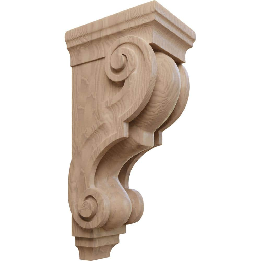 Ekena Millwork 6-3/4 in. x 5 in. x 14 in. Unfinished Wood Mahogany Large Traditional Corbel