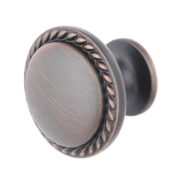 Everbilt Rope Edge 1-1/8 in Oil Rubbed Bronze Classic Round Cabinet Knob (10-Pack)