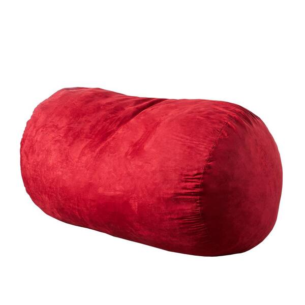 Noble House 6.5 ft. Chinese Red Suede Polyester Bean Bag