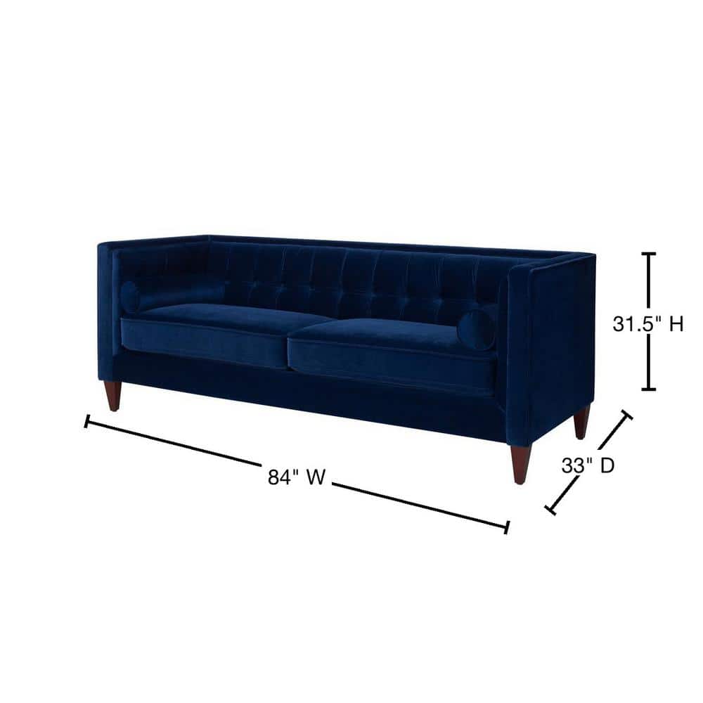 Elegant Navy Blue Velvet Chesterfield Sofa with Tufted Accents