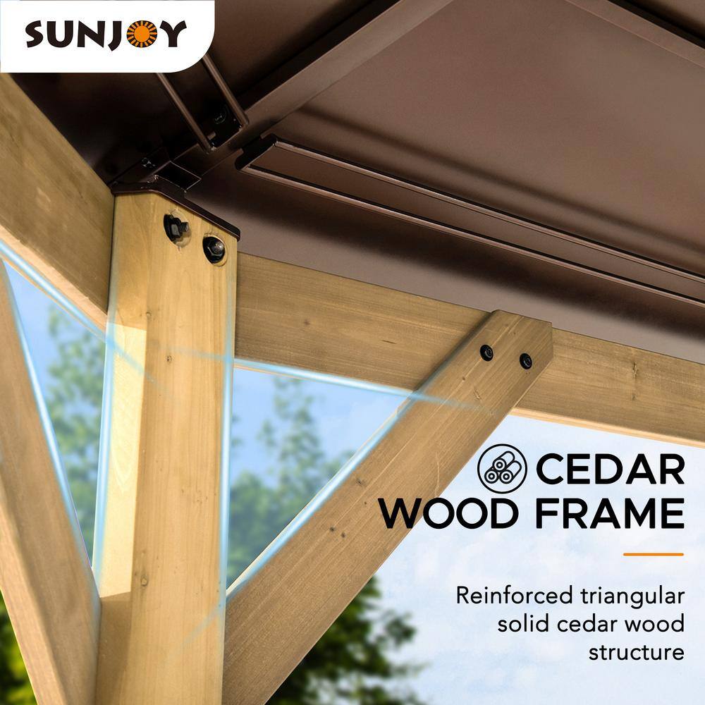 Cedar Framed Octagon Gazebo with Brown Steel Roof and Ceiling Hook