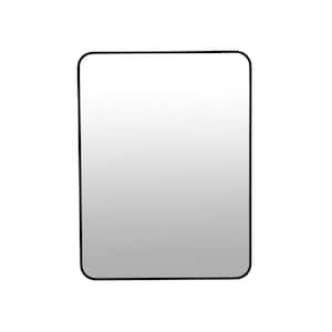 Anky 24 in. W x 32 in. H Rectangular Aluminum Alloy Framed Wall Mounted Modern Makeup Bathroom Vanity Mirror in Black
