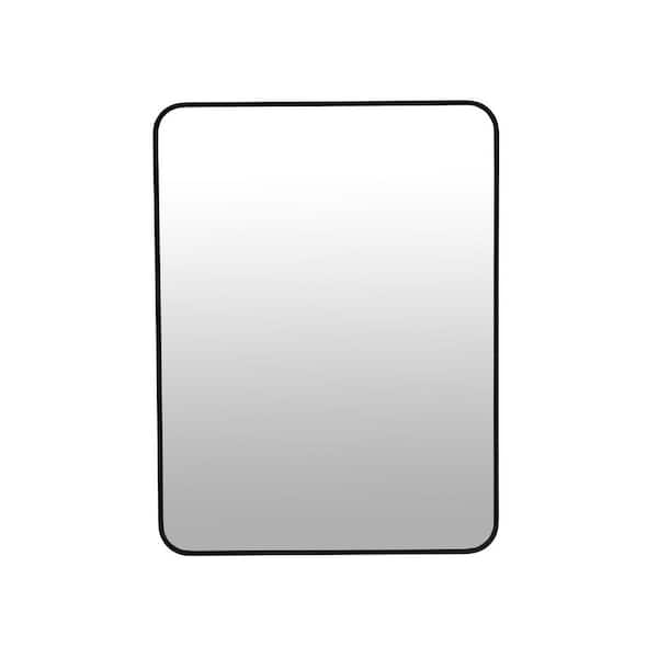 Anky 24 in. W x 32 in. H Rectangular Aluminum Alloy Framed Wall Mounted Modern Makeup Bathroom Vanity Mirror in Black