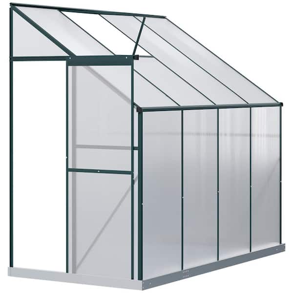 Outsunny 100 in. W x 50 in. D x 87 in. H Aluminum Polycarbonate Walk-In Garden Greenhouse with Roof Vent for Plants Herbs Green