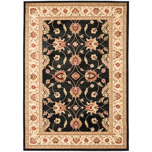 Lyndhurst Black/Ivory Doormat 3 ft. x 5 ft. Border Geometric Floral Area Rug