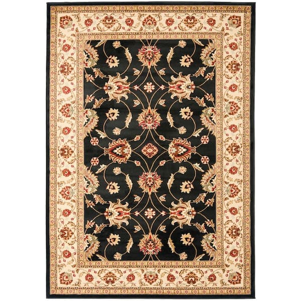 Lyndhurst Black/Ivory Doormat 3 ft. x 5 ft. Border Geometric Floral Area Rug