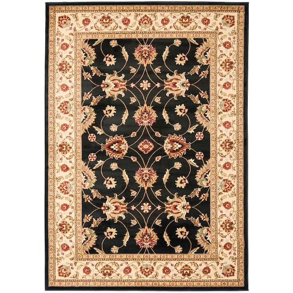 SAFAVIEH Lyndhurst Black/Ivory Doormat 3 ft. x 5 ft. Border Geometric Floral Area Rug