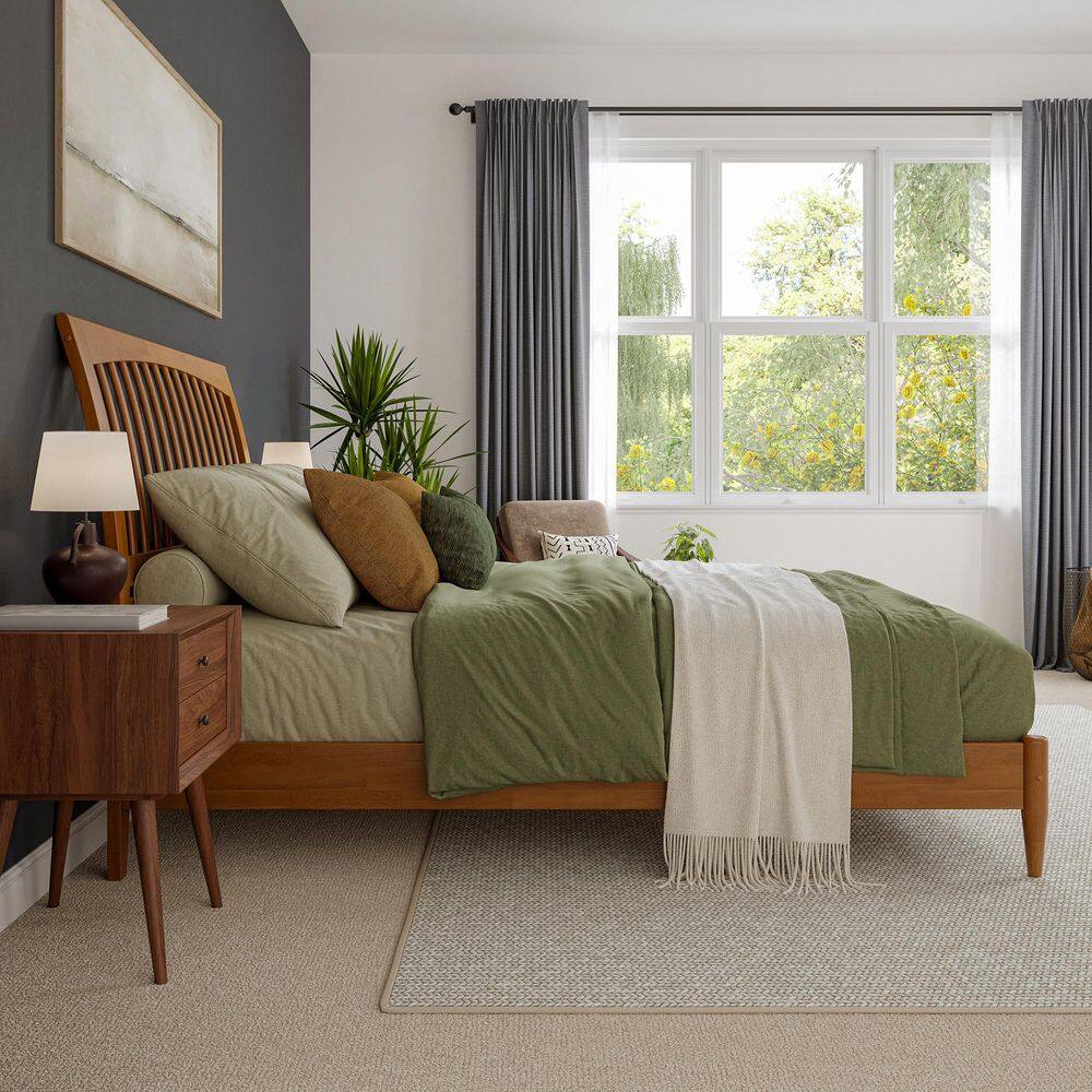 Orleans Queen Light Toffee Wood Platform Bed with Slatted Headboard