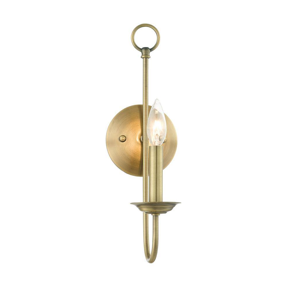 Estate Antique Brass Dimmable Wall Sconce - 16" High