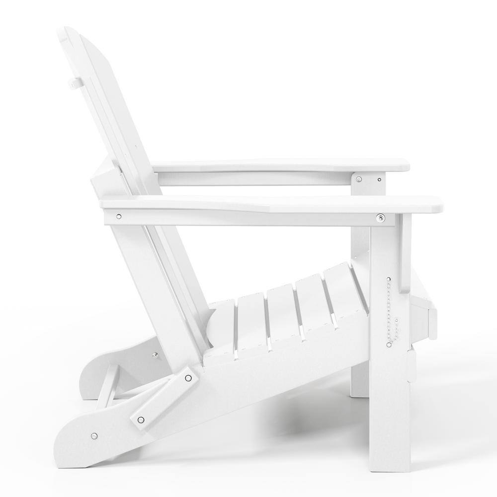 Laguna White Poly Folding Adirondack Chair for Outdoor Relaxation