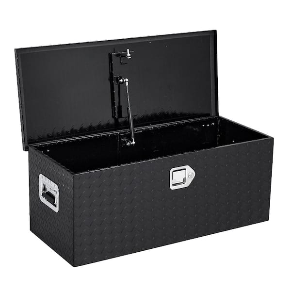Heavy Duty Aluminum Truck Bed Tool Box with Diamond Plate, Lockable,Sliding Shelf,Side Handle, for Pickup, Trailer, RV