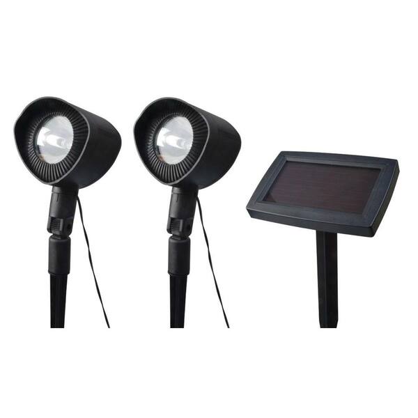 Moonrays Solar Powered 20-Lumen Black Outdoor Integrated LED Adjustable Landscape Spot Lights (2-Pack)