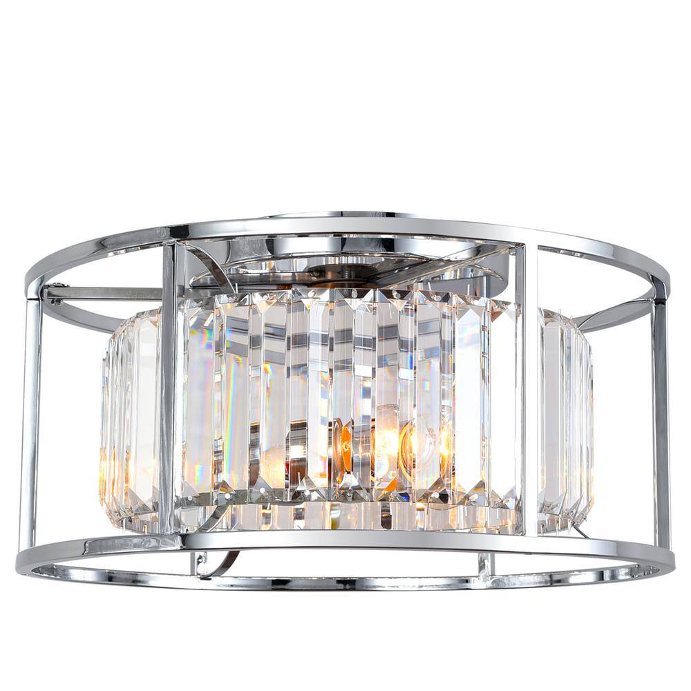 Decor Living Cecilia 16 in. 2-Light Crystal and Chrome Flush Mount