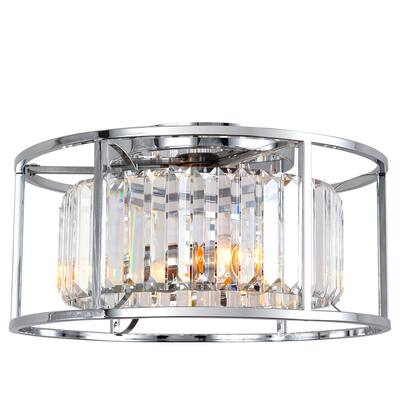 Cecilia 16 in. 2-Light Crystal and Chrome Flush Mount