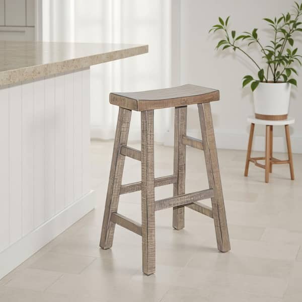 Rena Brown Wood Frame Barstool (Set of 2)