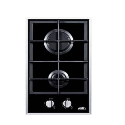 12 in. Gas-on-Glass Cooktop in Black with 2 Burners