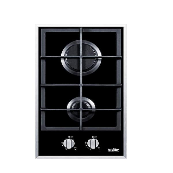 Summit Appliance 12 in. Gas-on-Glass Cooktop in Black with 2 Burners