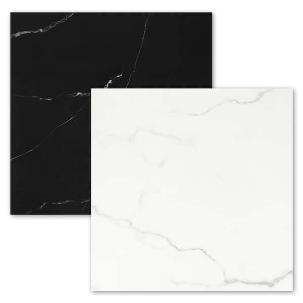 ilemong Peel and Stick Backsplash 12 in. x 12 in. Vinyl Self Adhesive Wall Tile, Black and White (10-Pack, 10 Sq. Ft.)