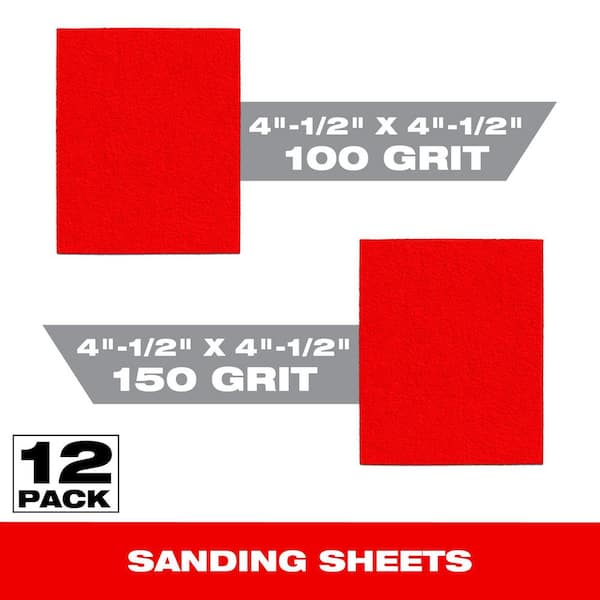 4 1/2 in. x 5 1/2 in. 100 & 150 Grit Palm Sander 1/4 Sanding Sheets (12-Pack)