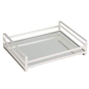 Flat Wired Rails Large Vanity Tray in White