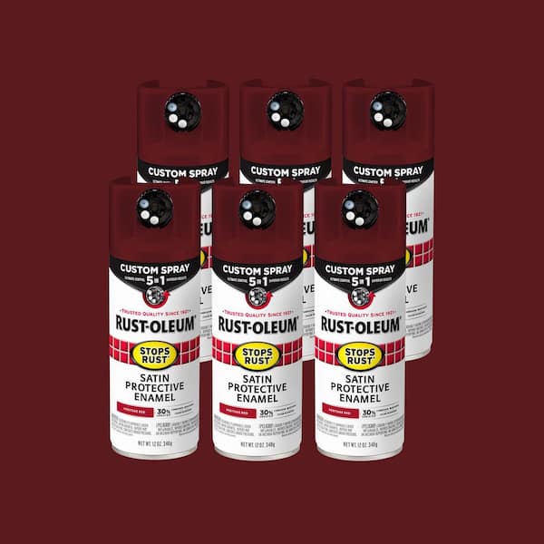 12 oz. Custom Spray 5-in-1 Satin Heritage Red Spray Paint (Case of 6)