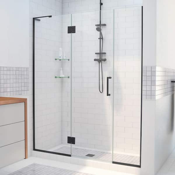 DreamLine Unidoor-X 43 to 43.5 in. x 72 in. Frameless Hinged Shower Door in Matte Black