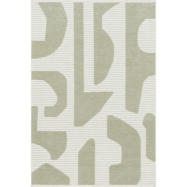 nuLOOM Grania Modern Abstract Reversible Machine Washable Light Green 6 ft. x 9 ft. Area Rug