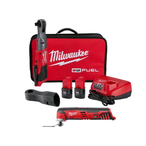M12 FUEL 12V Lithium-Ion Brushless 1/2 in. Cordless Ratchet Kit with (2) 2. 0Ah Batteries, Charger, Bag & Multi-Tool