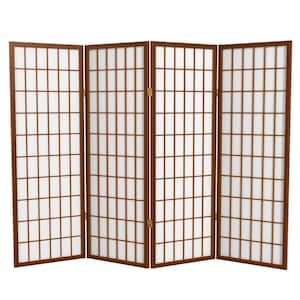 4 ft. Short Window Pane Shoji Screen - Walnut - 4 Panels