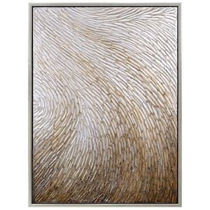 Gold Waves II Textured Metallic Hand Painted Framed Canvas Wall Art, 30 in. x 40 in.
