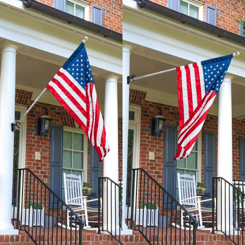 Black Cast Iron Dual-Position Flag Pole Holder Bracket
