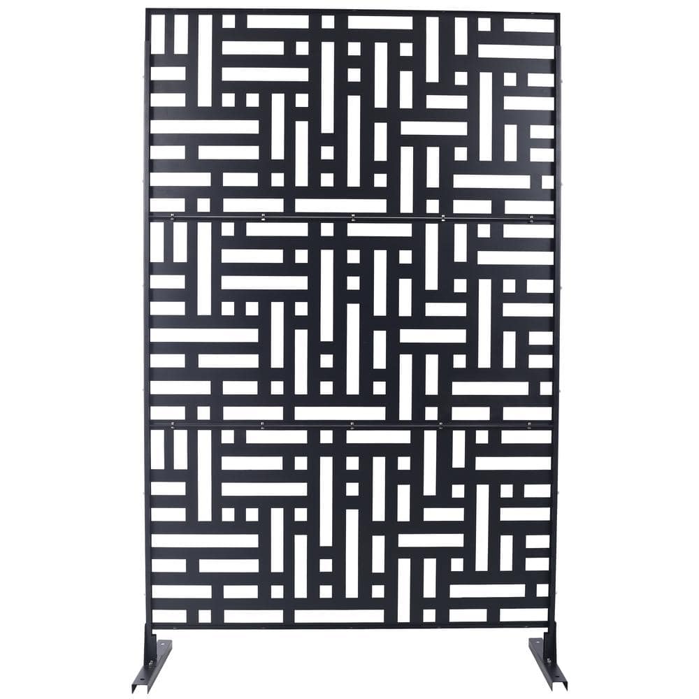 76 in. H x 48 in. W Freestanding Metal Privacy Screen in Black, Stylish Out