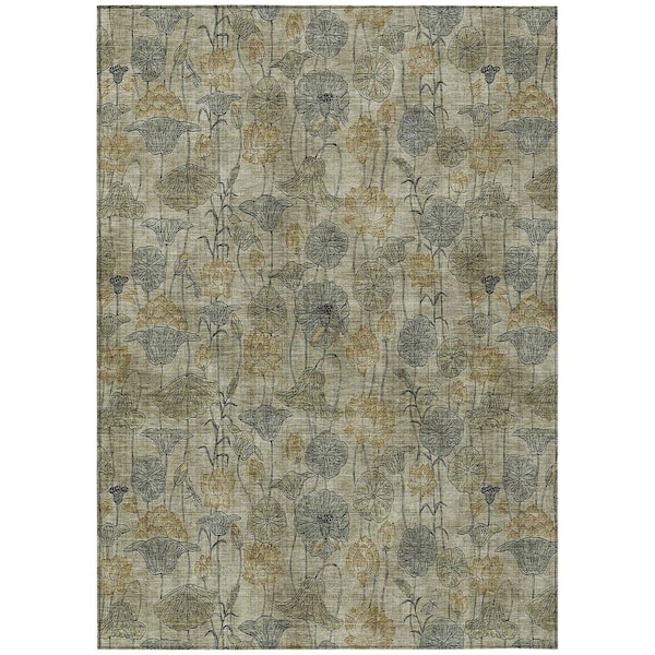 Chantille Machine Washable Indoor/Outdoor Abstract ACN2128 Khaki 8 ft. x 10 ft. Area Rug