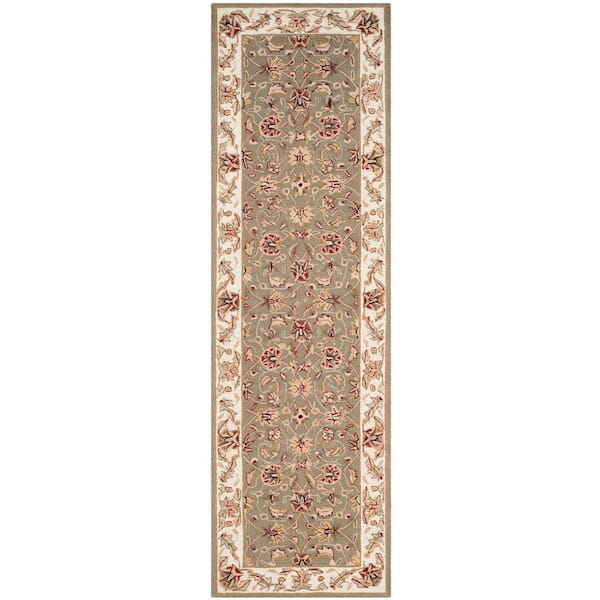 Chelsea Sage/Ivory 3 ft. x 10 ft. Floral Speckled Border Runner Rug