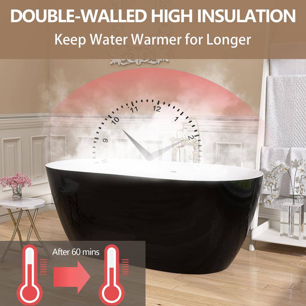 59'' White Acrylic Freestanding Soaking Bathtub