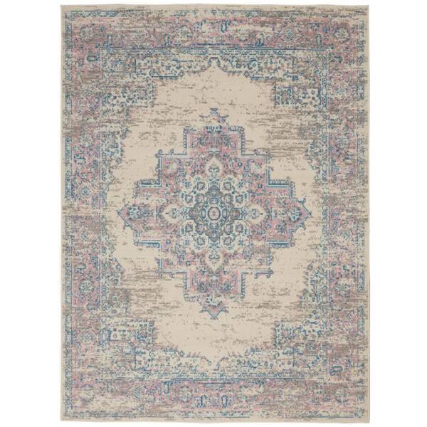HomeRoots Pink 5 ft. x 7 ft. Damask Power Loom Area Rug