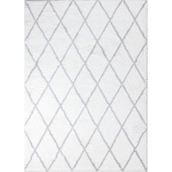 Andes White/Grey 5 ft. x 8 ft. (5' x 7'6") Geometric Contemporary Area Rug